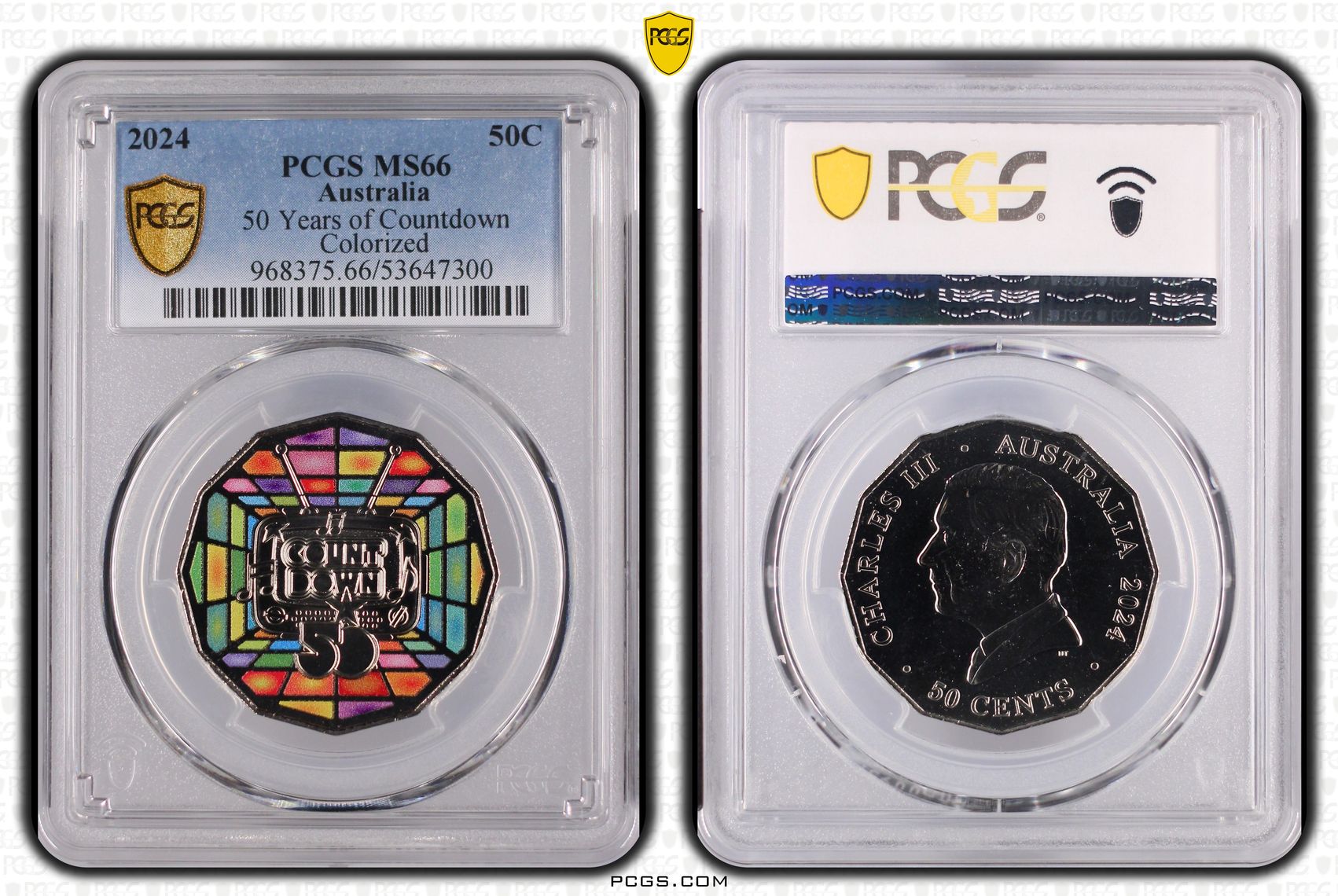 183 · 50 Years of Countdown Colourised, Fifty Cent, 2024, PCGS MS66