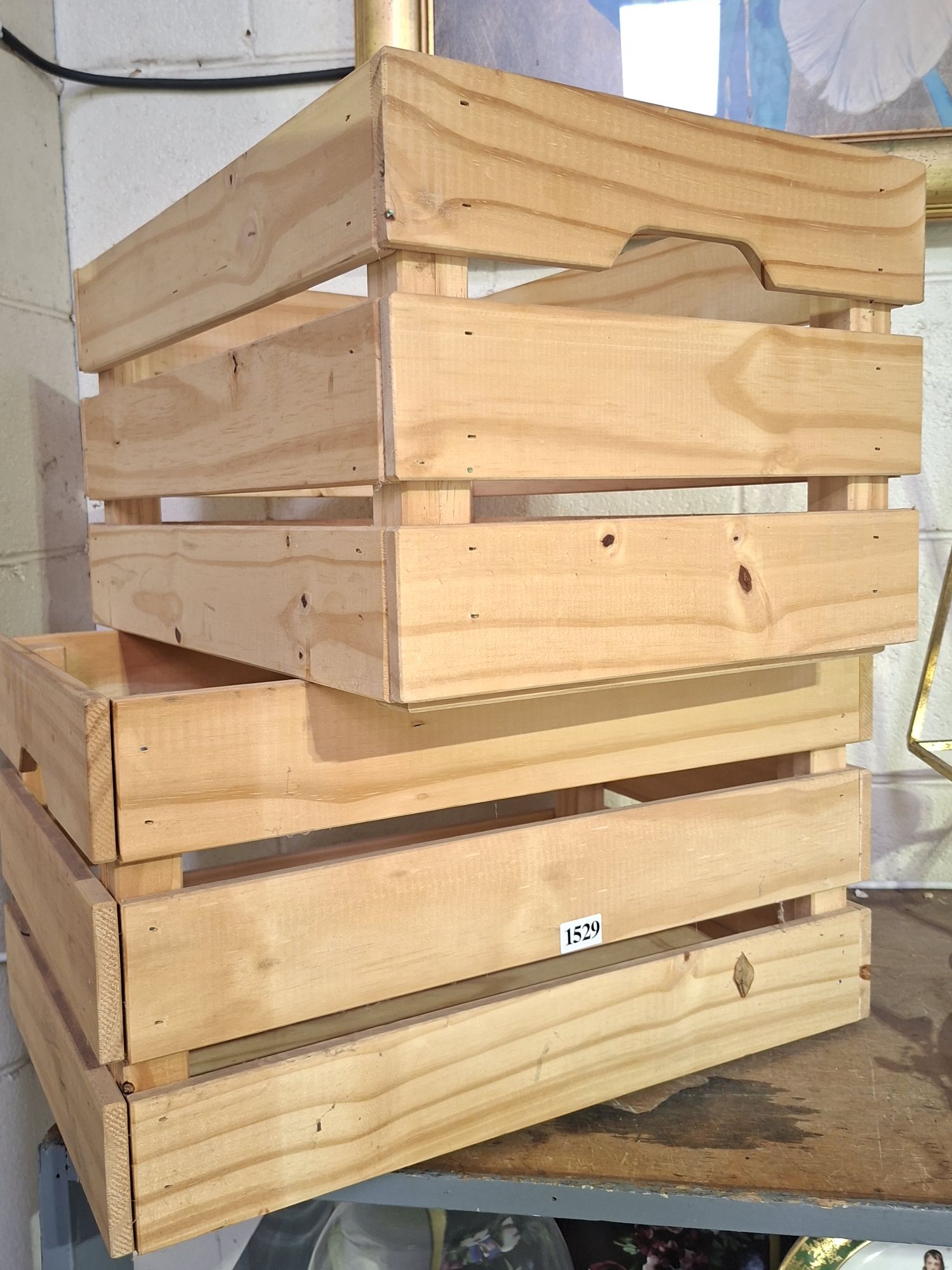 TWO PINE WOODEN CRATES