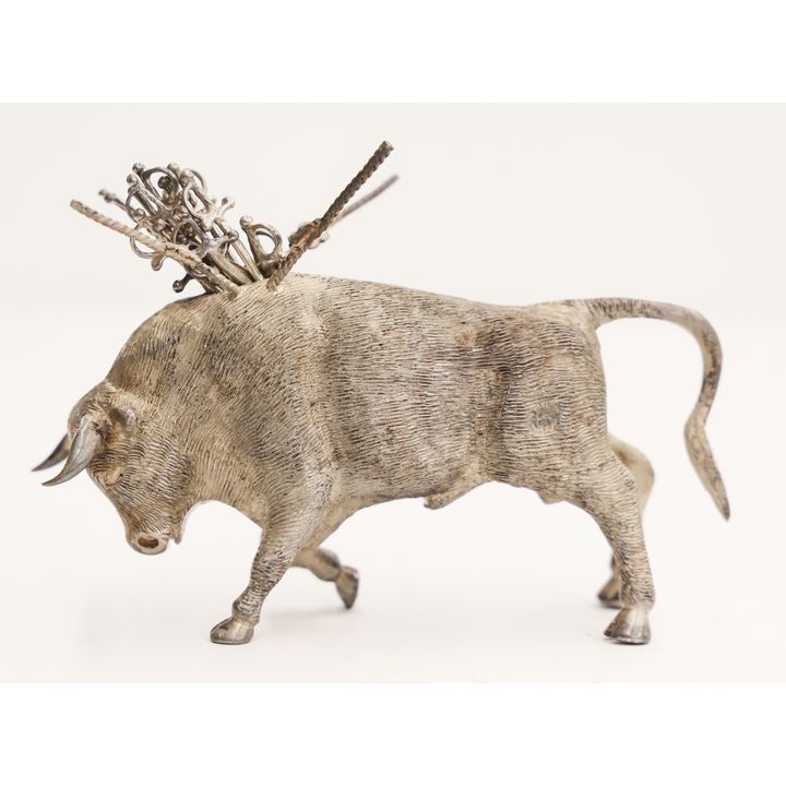 Mexican Solid Sterling Bull Hors D'oeuvres Pick Set