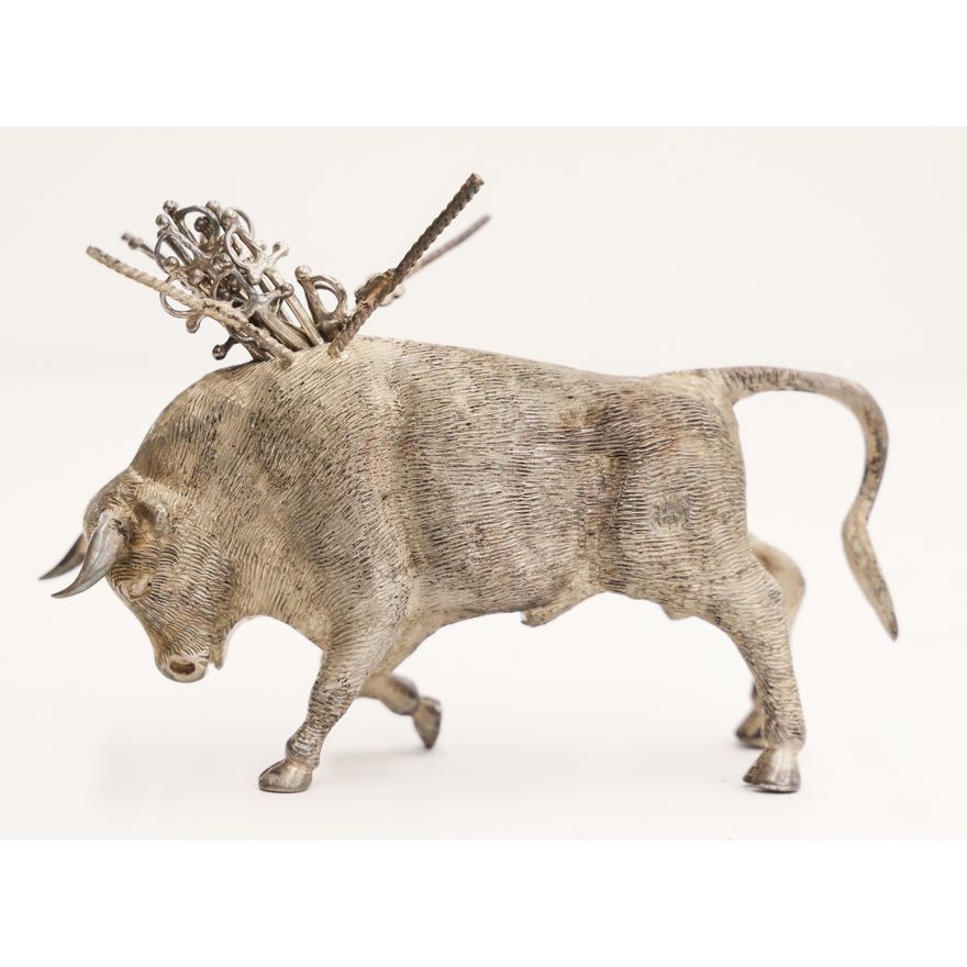 Mexican Solid Sterling Bull Hors D'oeuvres Pick Set