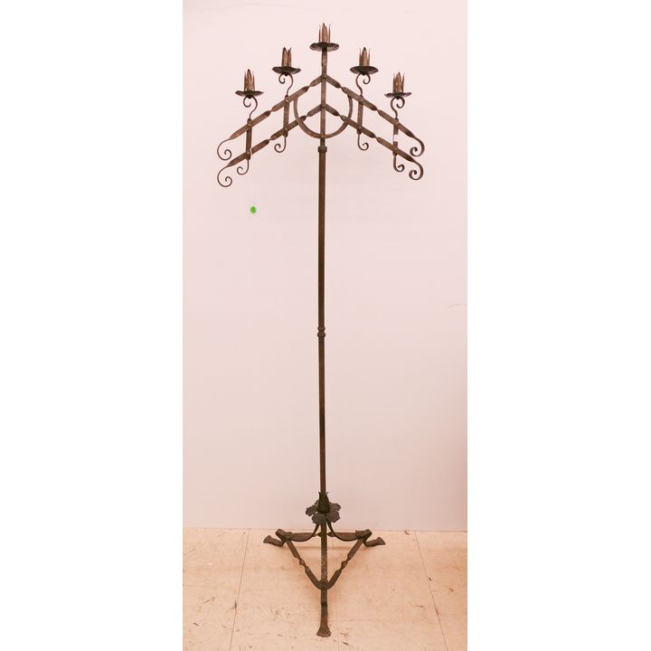 Antique Wrought Iron Floor Candelabra- 63x21''
