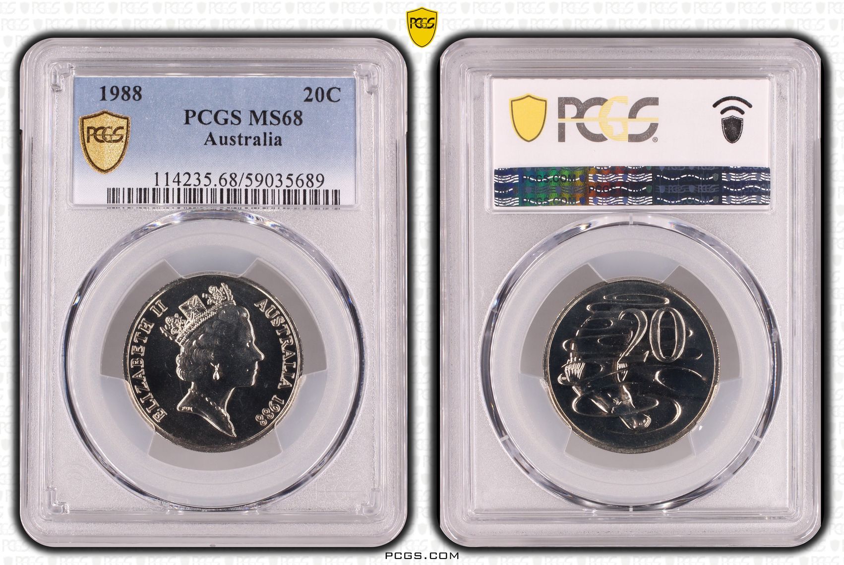 Twenty Cent, 1988, PCGS MS68