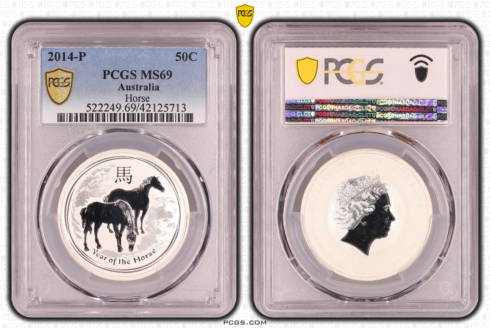 Year of the Horse 1/2oz Ag, Fifty Cent, 2014-P, PCGS MS69