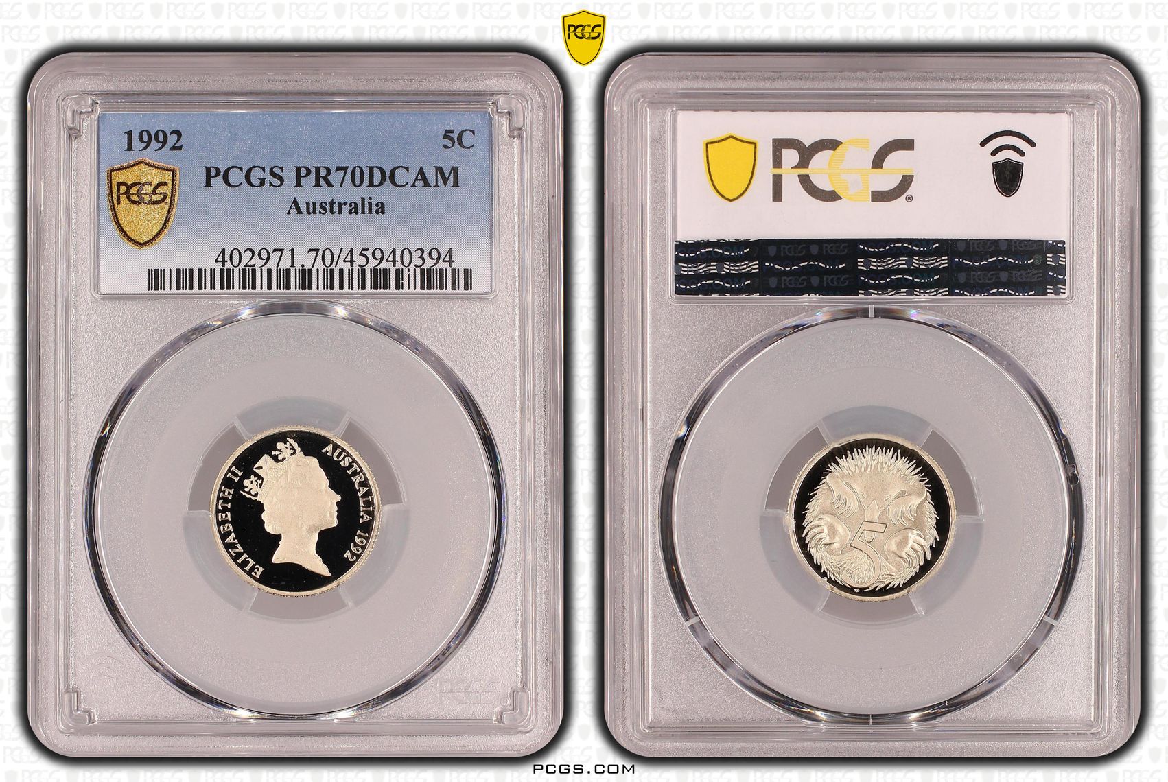 Top pop, Five Cent, 1992, PCGS PR70DCAM