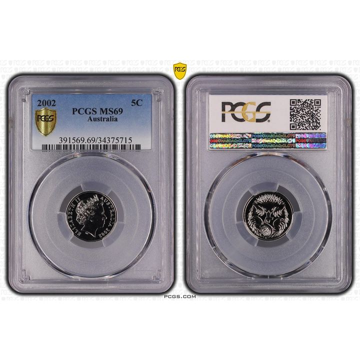 Elizabeth II, Five Cent, 2002, PCGS MS69
