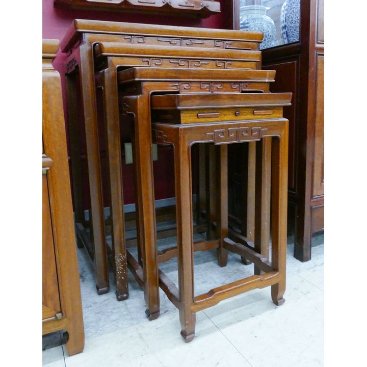 Set 4pc Chinese Rosewood Nesting Tables- largest 26x20x14'', smallest 19x11x10''