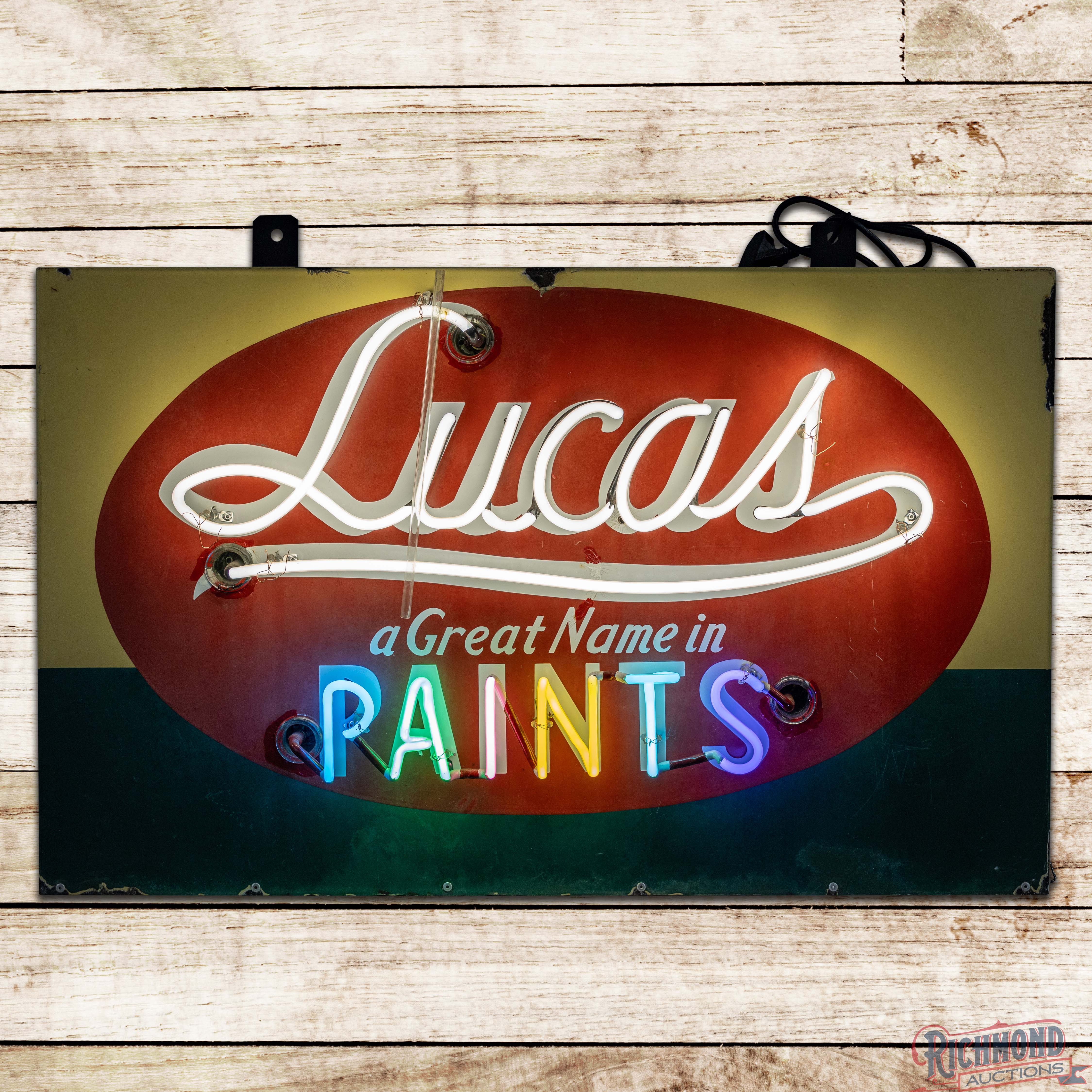 Lucas A Great Name in Paints Single Sided Porcelain Neon Sign ...