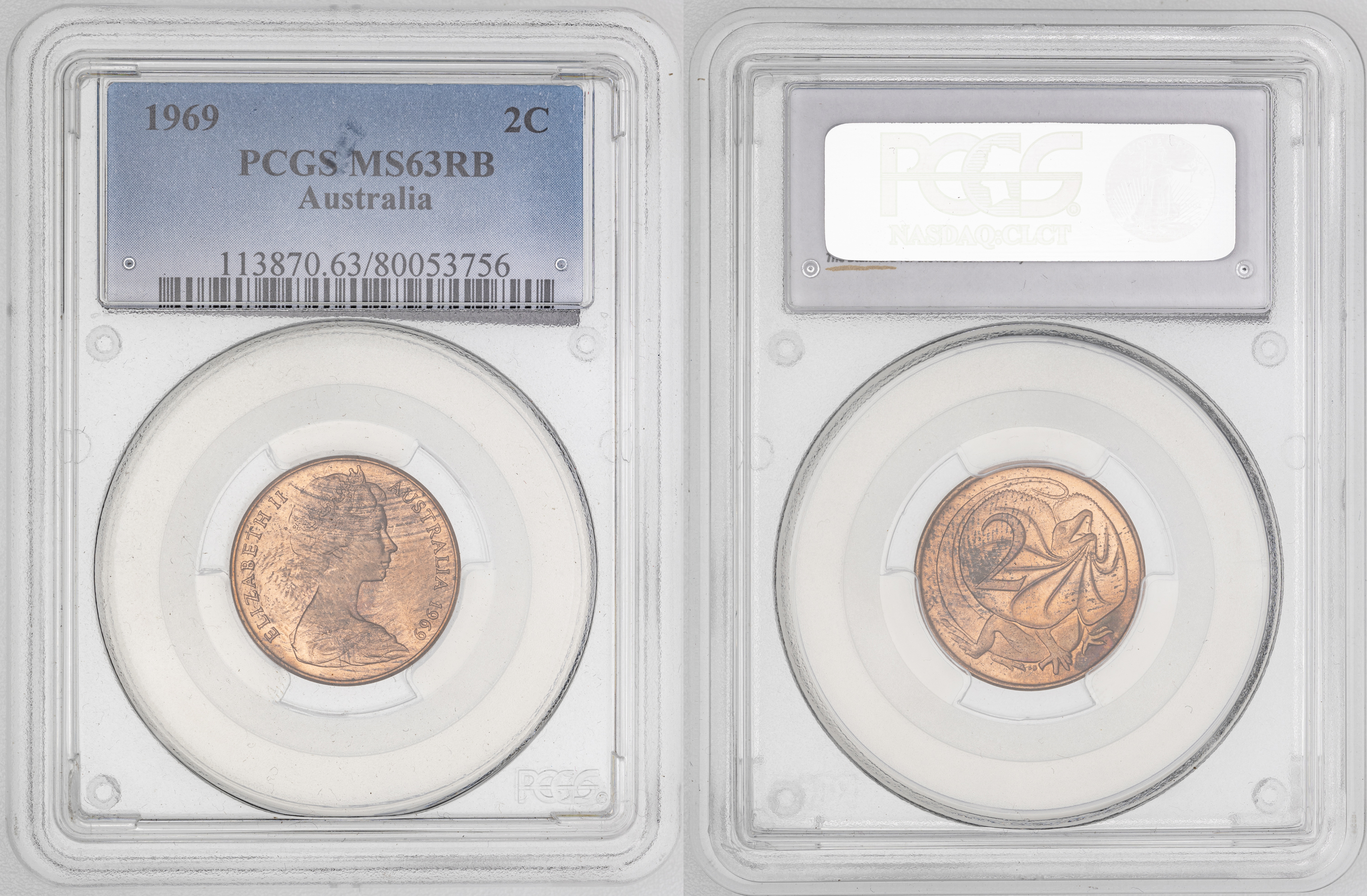 Elizabeth II, , Two Cent, 1969, PCGS MS63RB