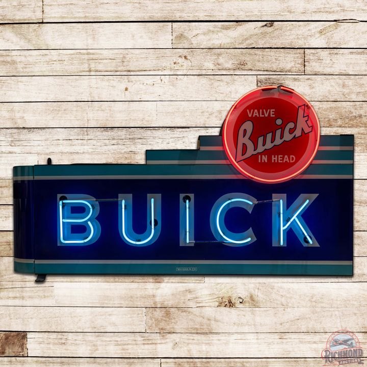 Exceptional Buick Valve in Head Die Cut 6' Double Sided Porcelain Neon Sign
