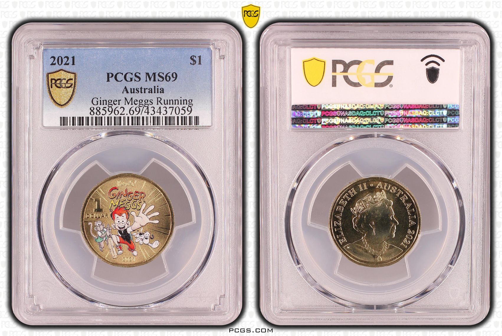 2021 Australia One Dollar, $1 Ginger Meggs Running PCGS - MS69 POP 2/0 -059