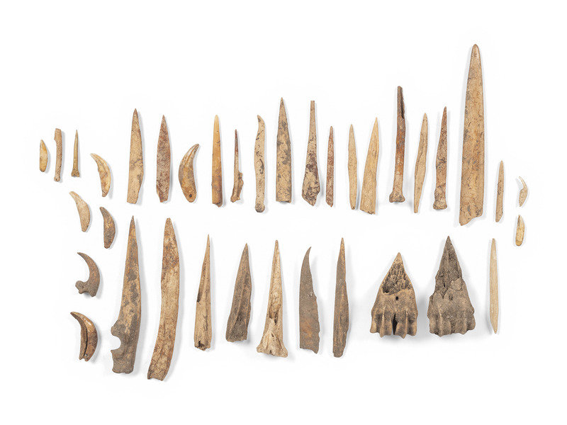 A Large Slab of Mica AND Bone Tools