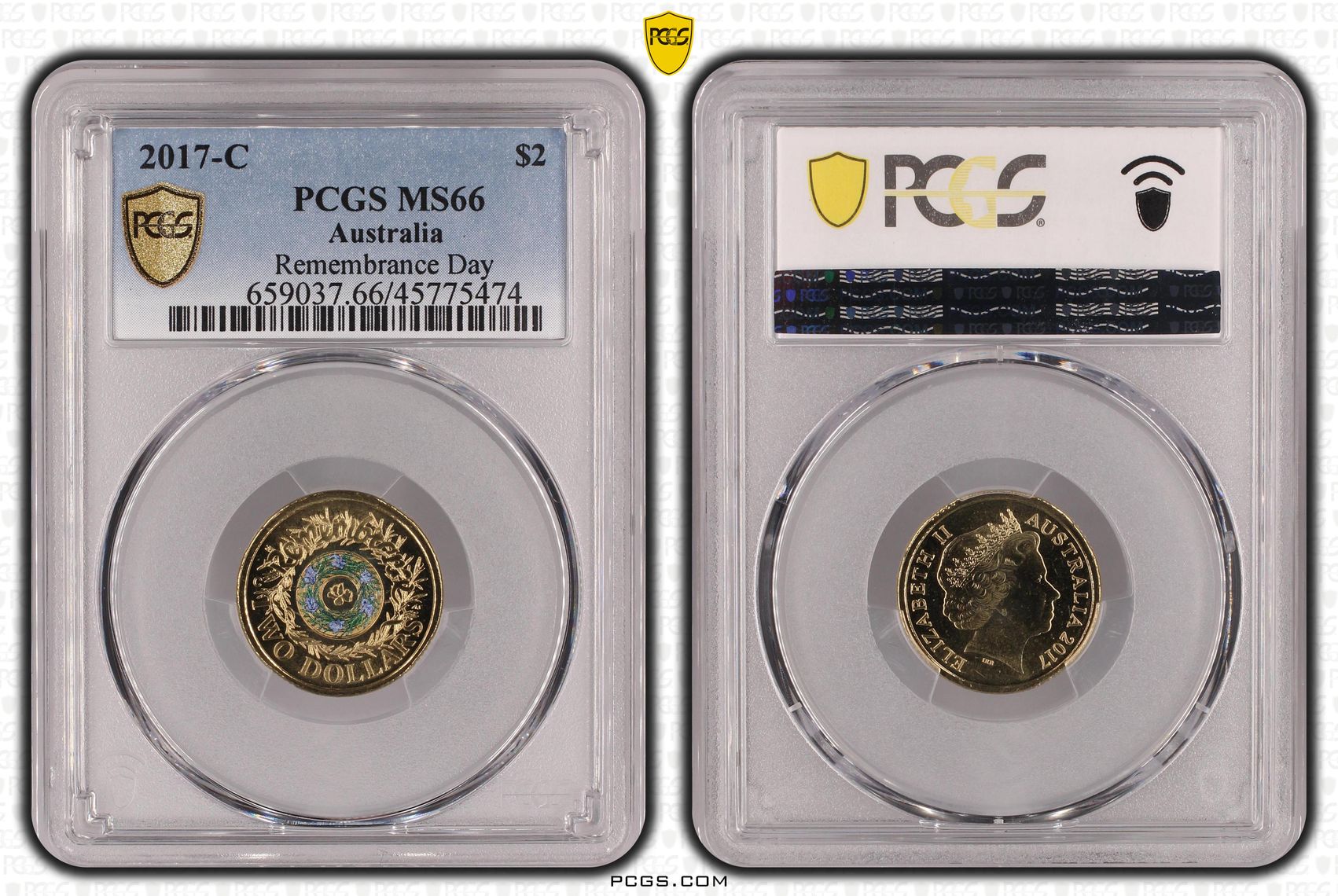 Elizabeth II, Remembrance Day, Two Dollar, 2017-C, PCGS MS66