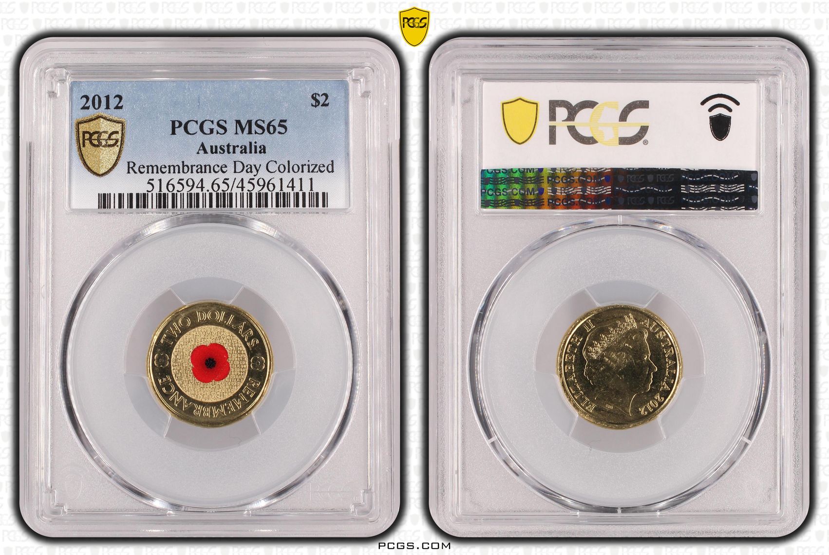 Remembrance Day Colored, Two Dollar, 2012, PCGS MS 65