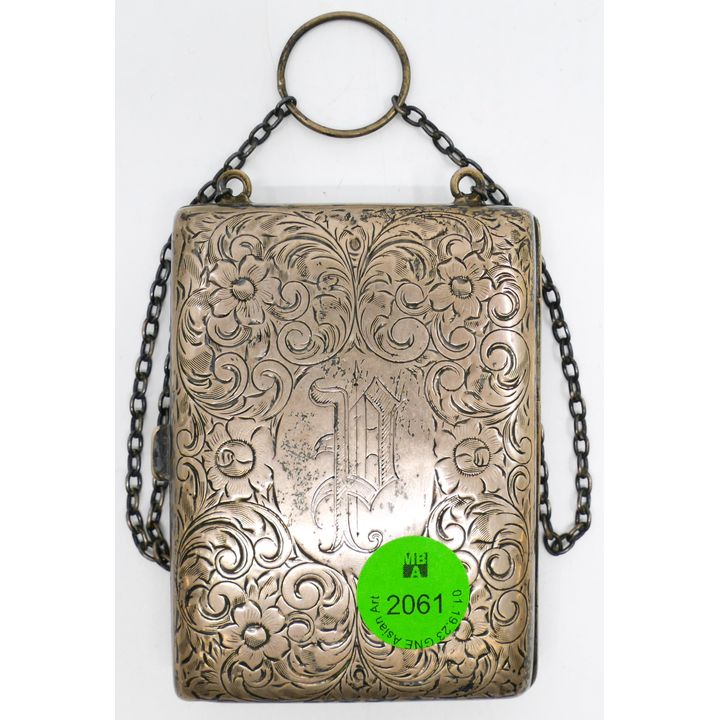 Antique Sterling Engraved Cigarette Case 3.5'' - 95 Grams