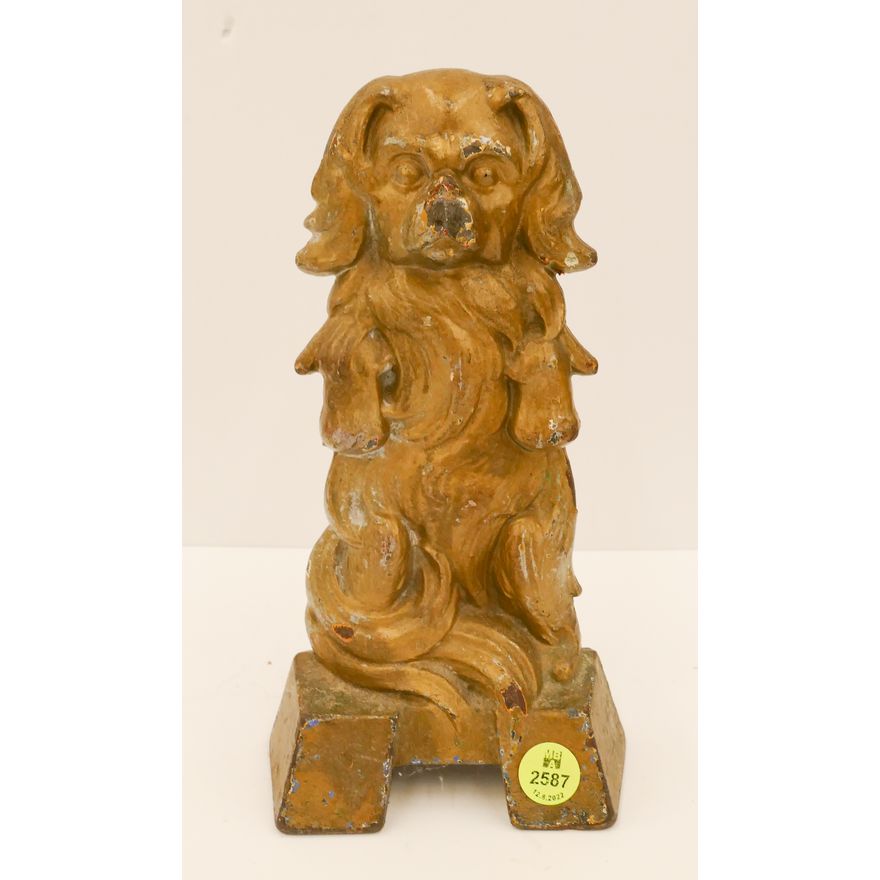 Antique Cast Iron Dog Doorstop- 9''