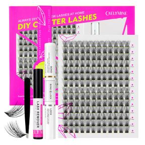 DIY LASH CLUSTER EXTENSIONS KIT - 168PCS D CURL CLUSTER LASHES, SUPER SOFT, NATURAL LOOK, BOND & SEAL, REMOVER, APPLICATOR, 10-16M