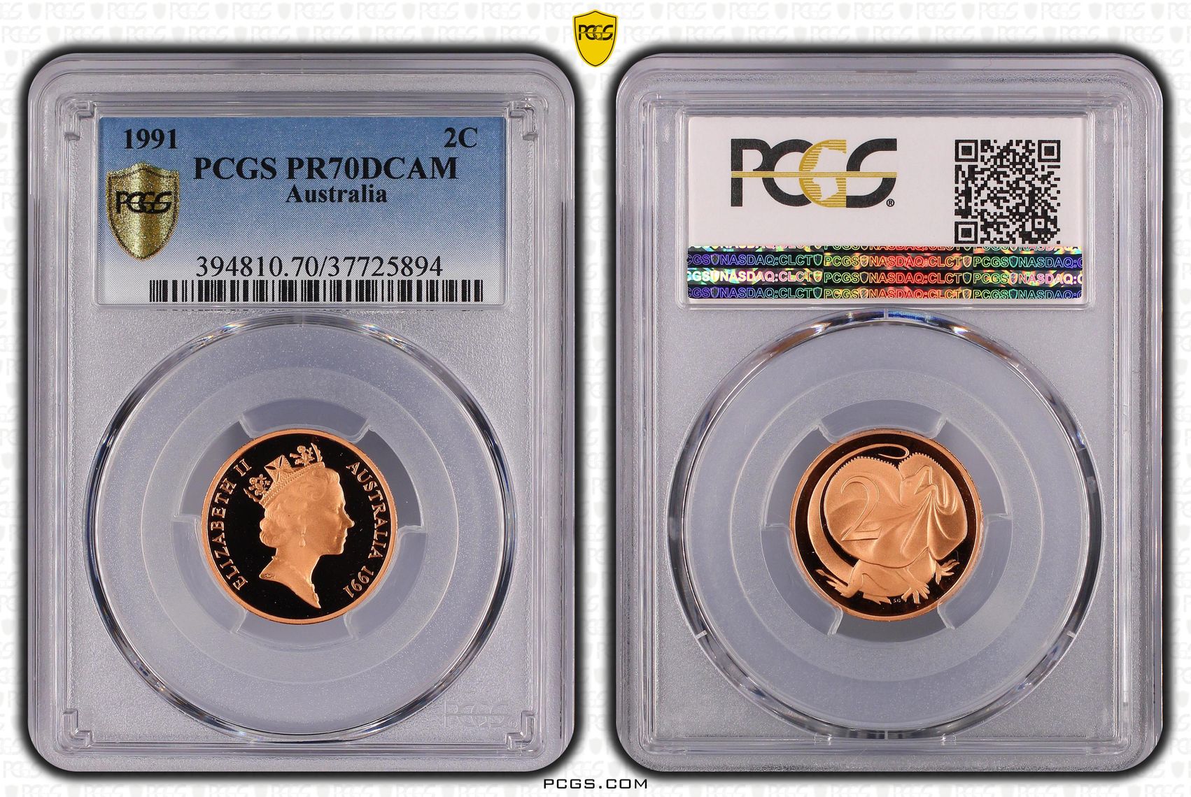Top pop, Two Cent, 1991, PCGS PR70DCAM