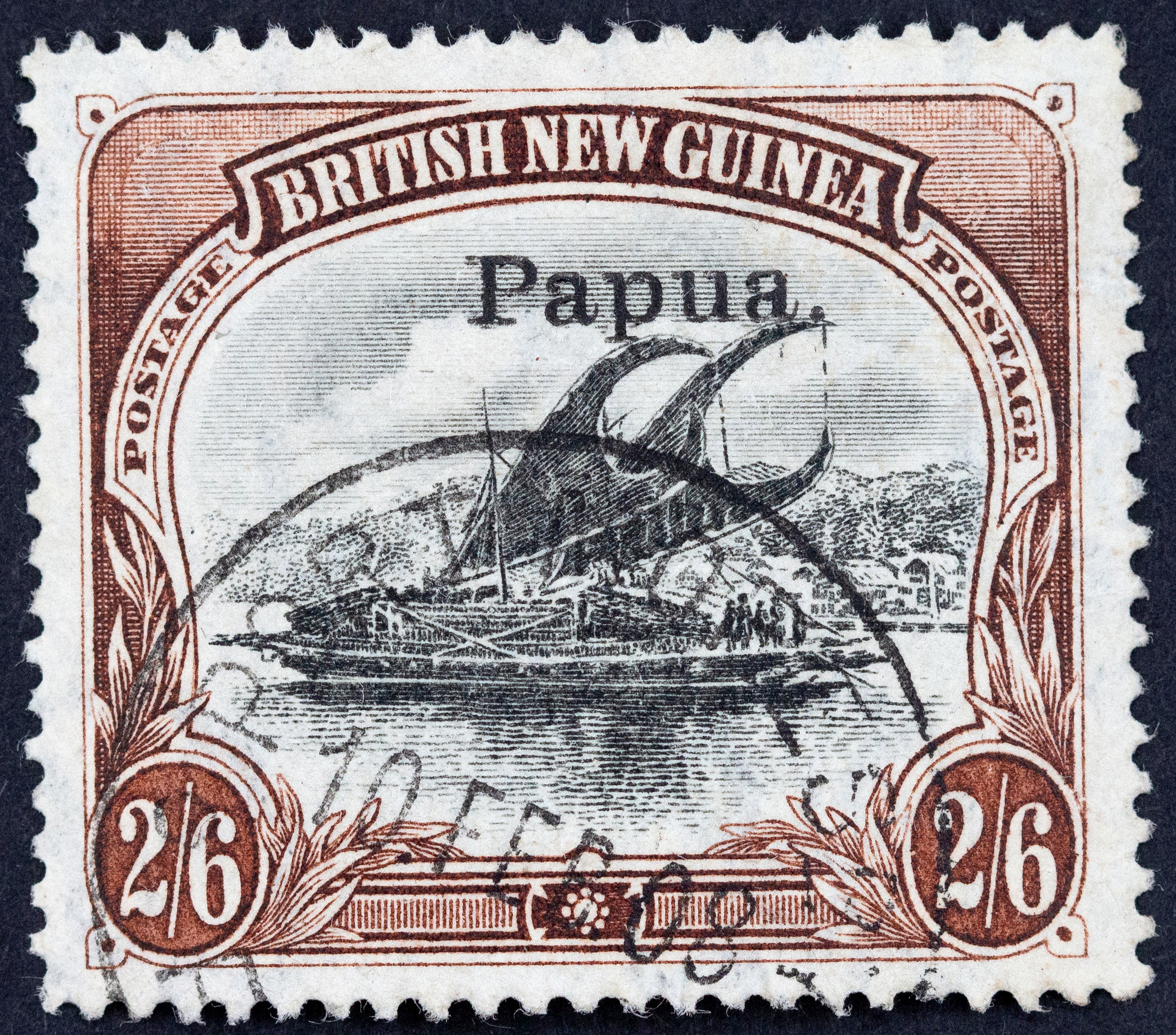 Lakatois, Small Papua Overprint, Two Shillings & Sixpence, Black & Brown, 1906, VFU