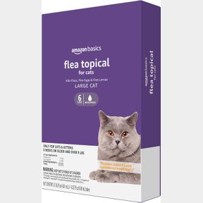 6 COUNT AMAZON BASICS CAT FLEA TREATMENT, TOPICAL SOLUTION FOR LARGE CATS OVER 9 POUNDS, 6 COUNT