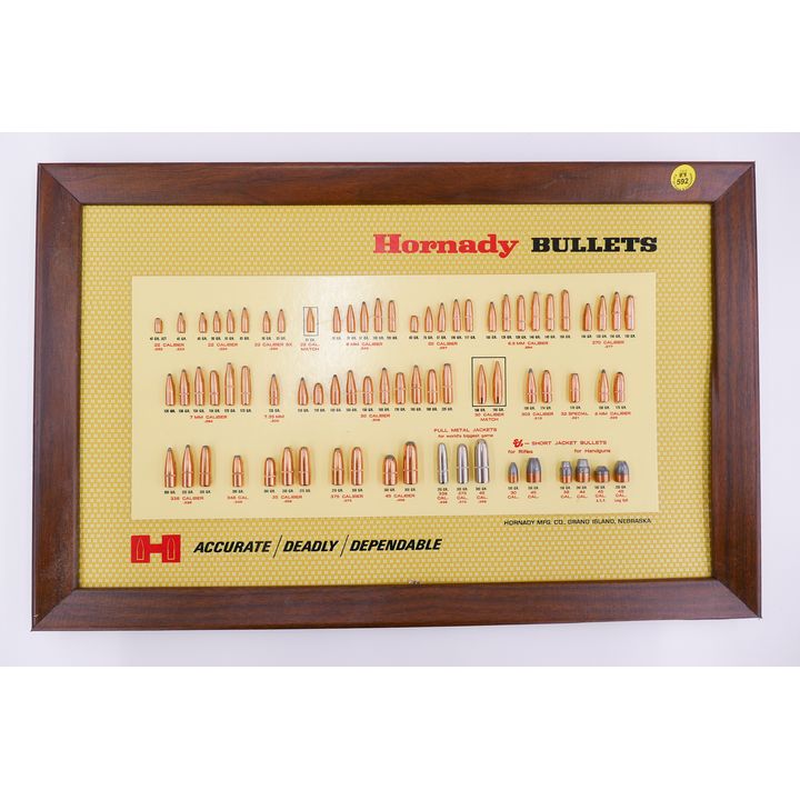 Vintage Hornady Bullets Framed Advertising Display- 14x22''