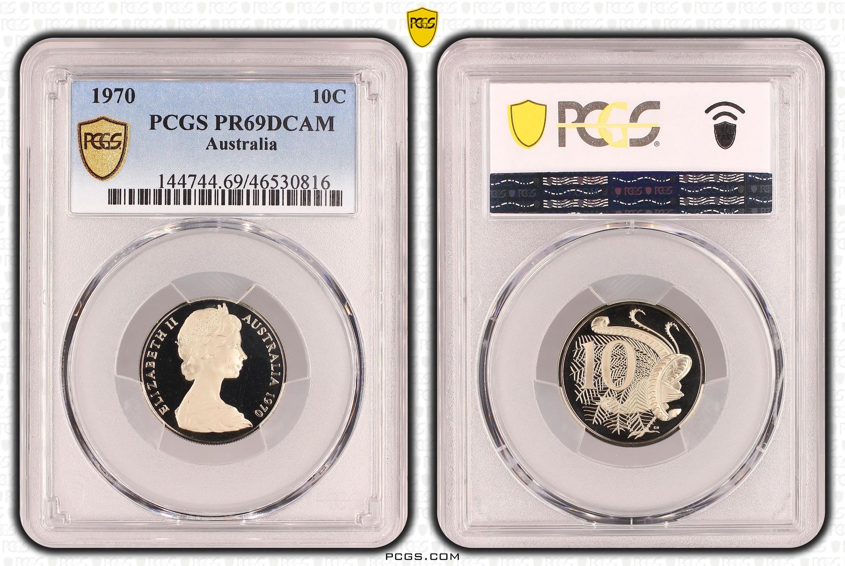 Elizabeth II, Ten Cent, 1970, PCGS PR69DCAM