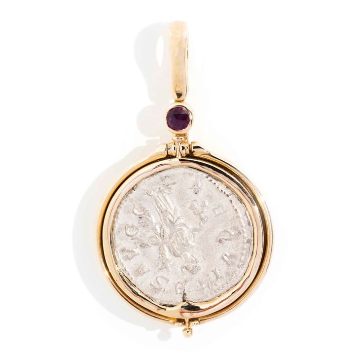 Phillip I & Aequitas Ancient Coin 9 Carat Gold Flip Pendant