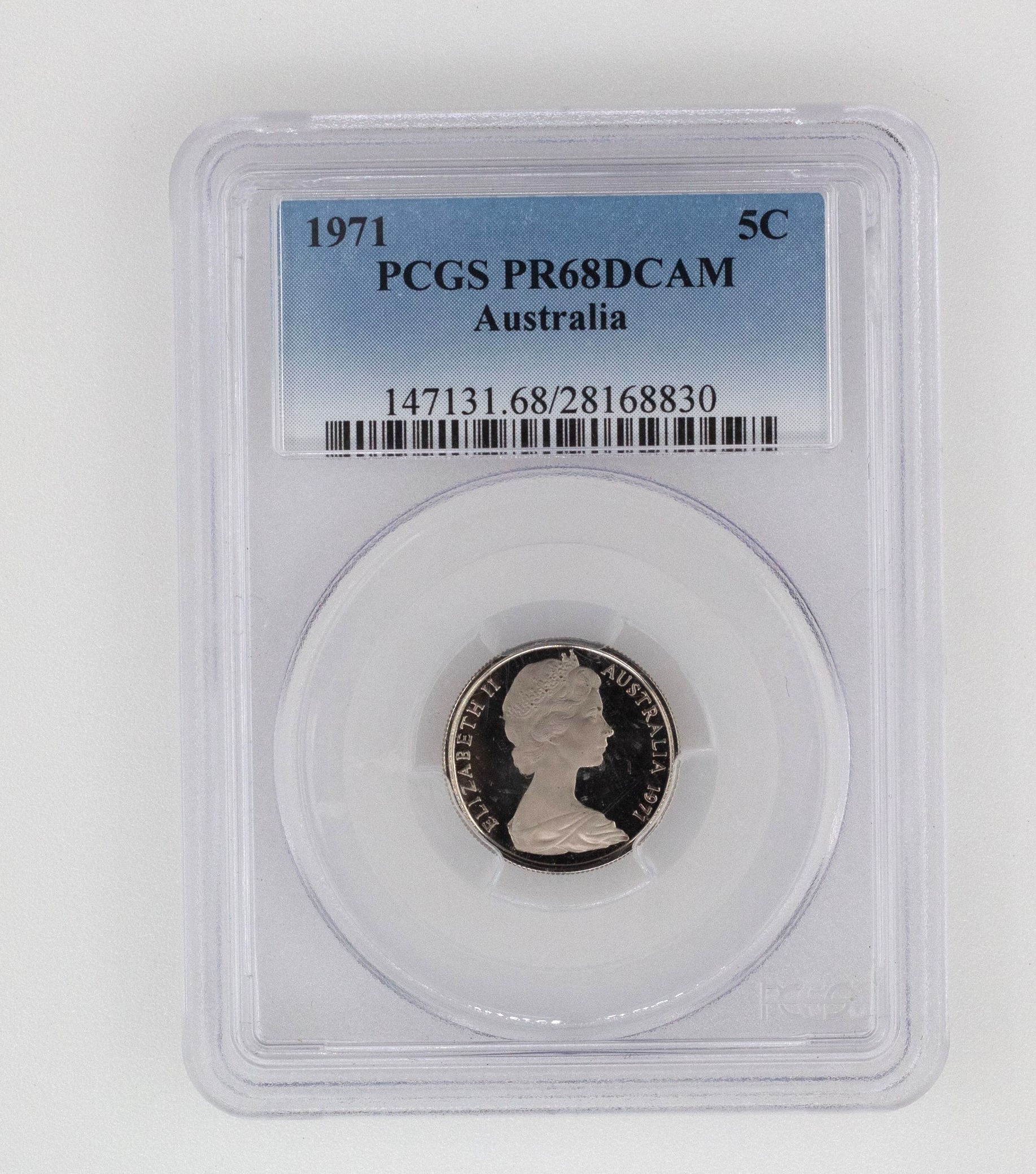 Elizabeth II, Five Cent, PR68DCAM , 1971