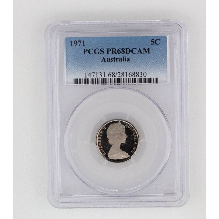 Elizabeth II, Five Cent, PR68DCAM , 1971