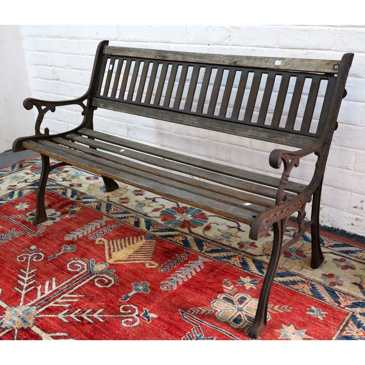 CAST IRON AND WOOD GARDEN BENCH,