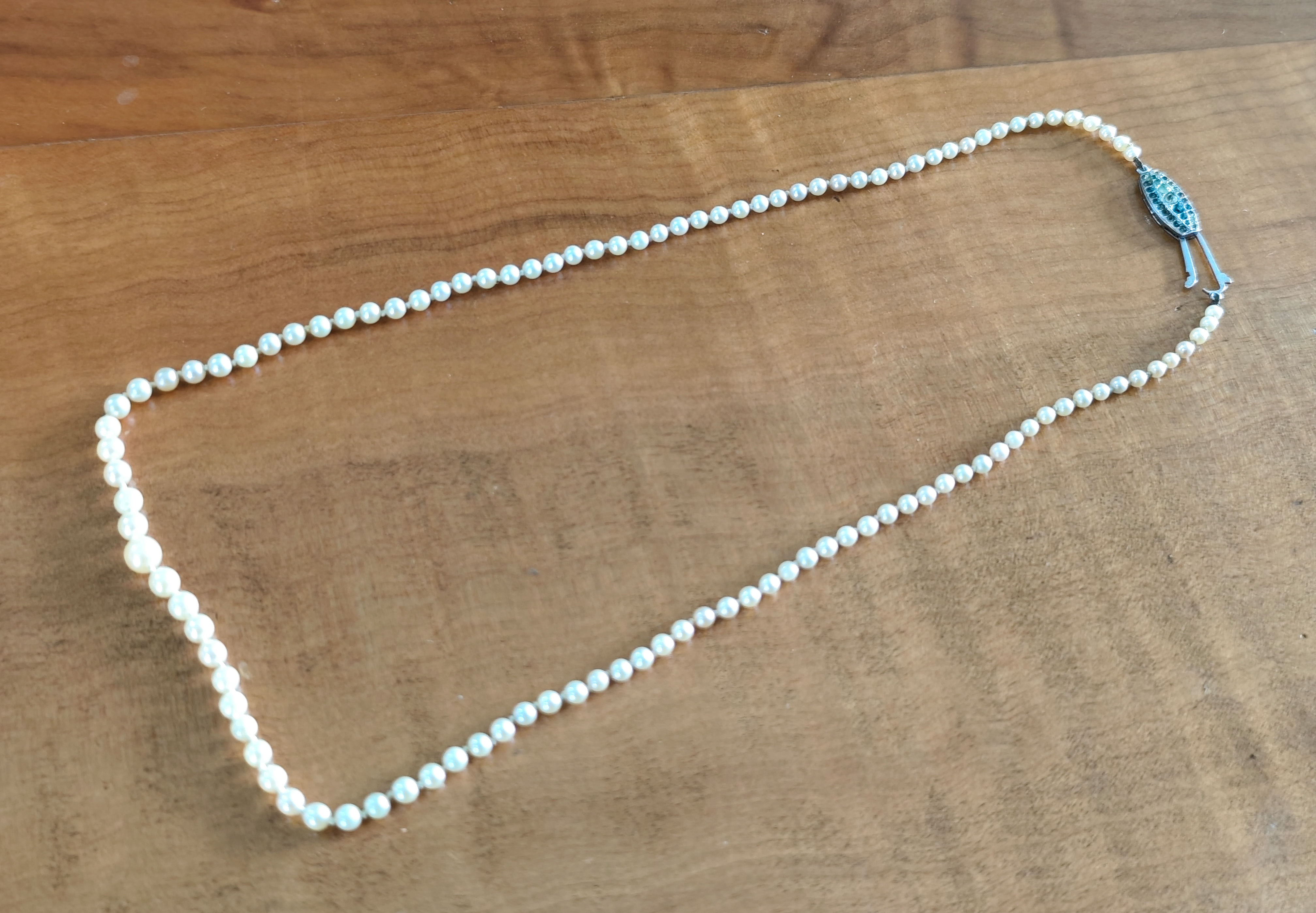 Vintage Pearl Necklace with Stones in Clasp — sold at auction in New Zealand for $20