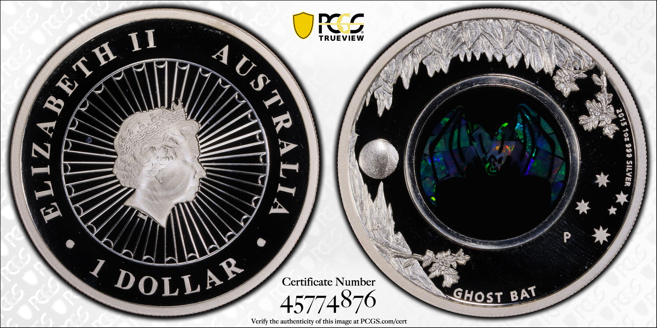 Ghost Bat - Opal , One Dollar, 2015-P, PCGS PR69DCAM