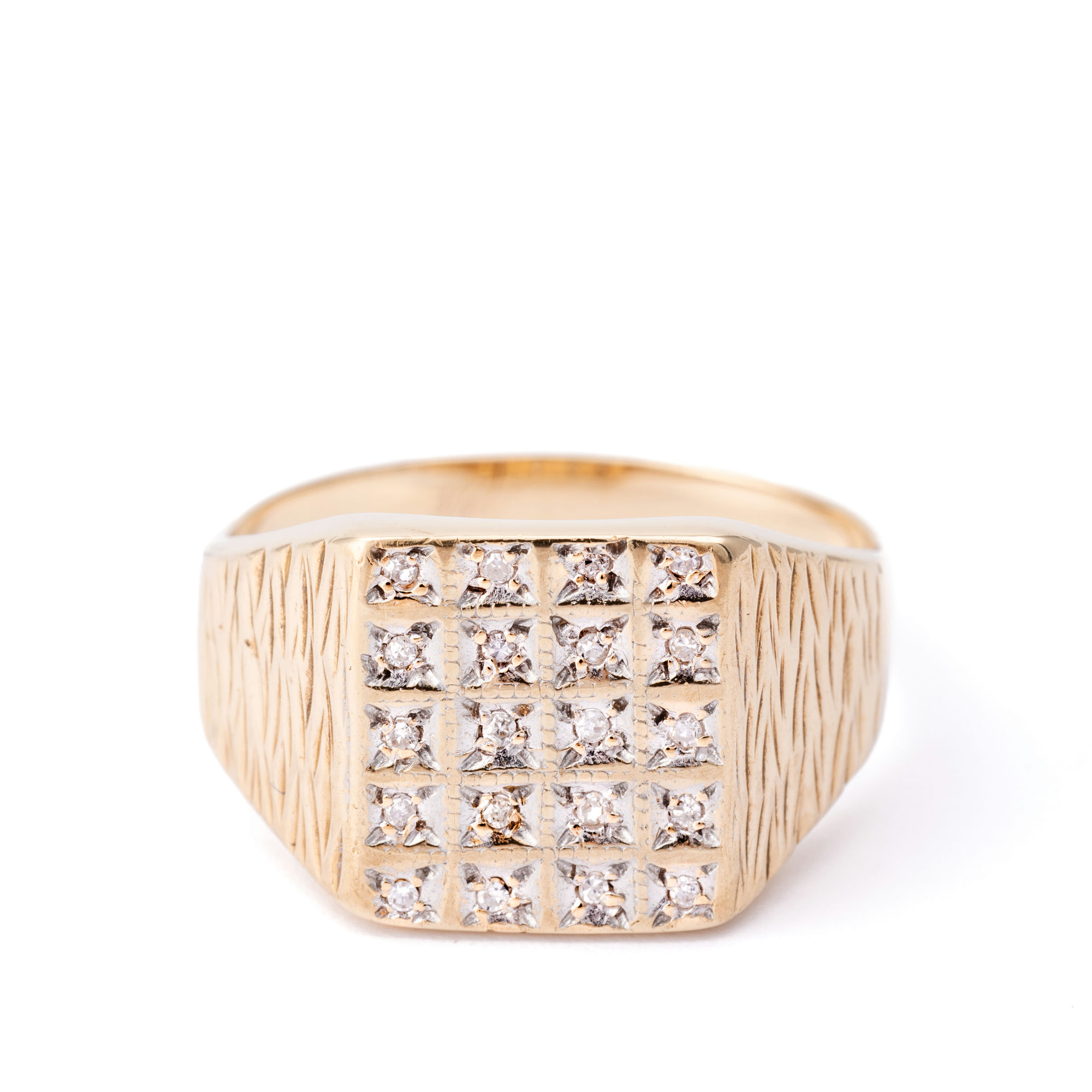 Diamond Signet Ring 9ct Gold,