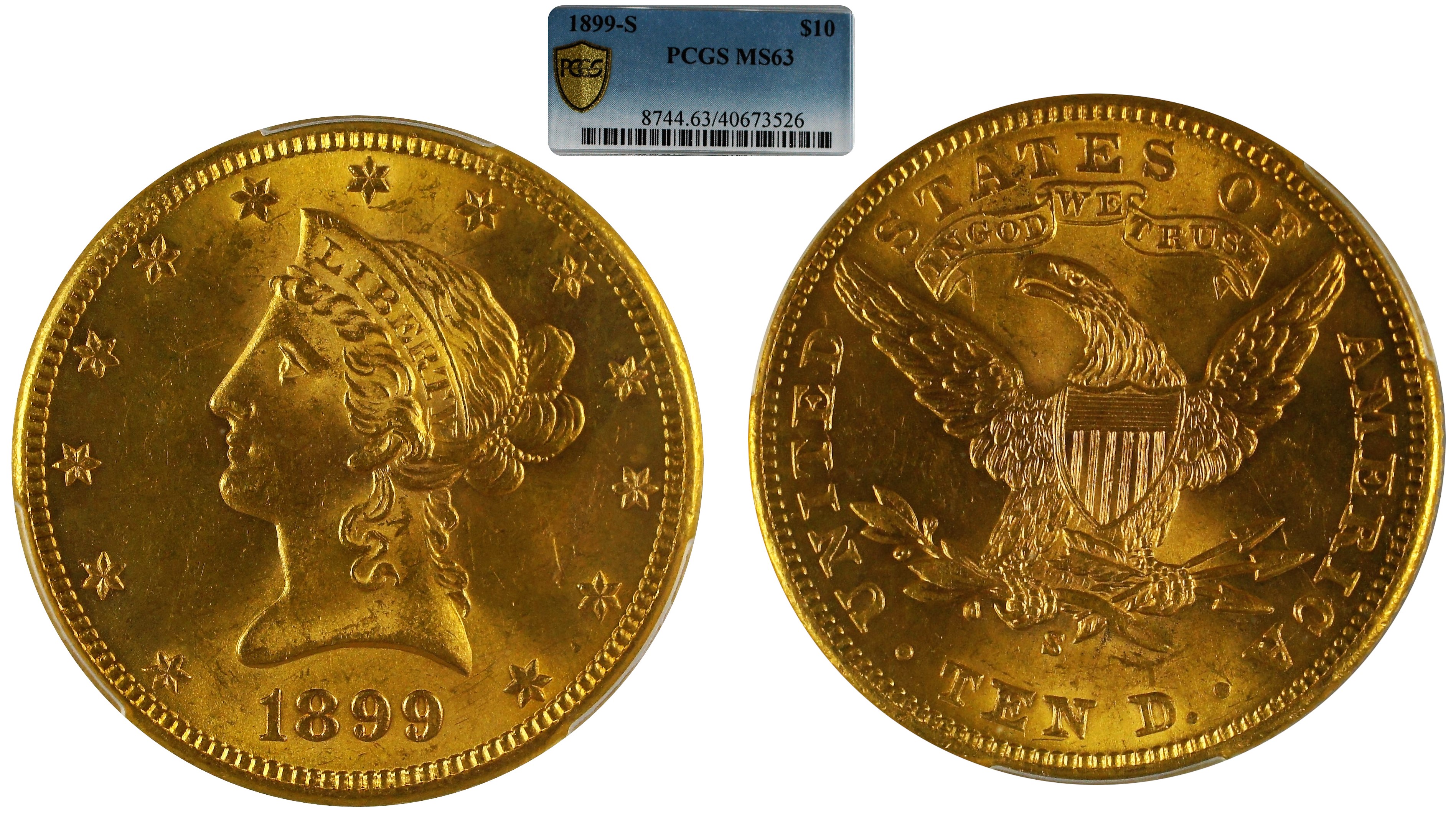 USA 1899-S Gold Liberty Head $10 PCGS MS63