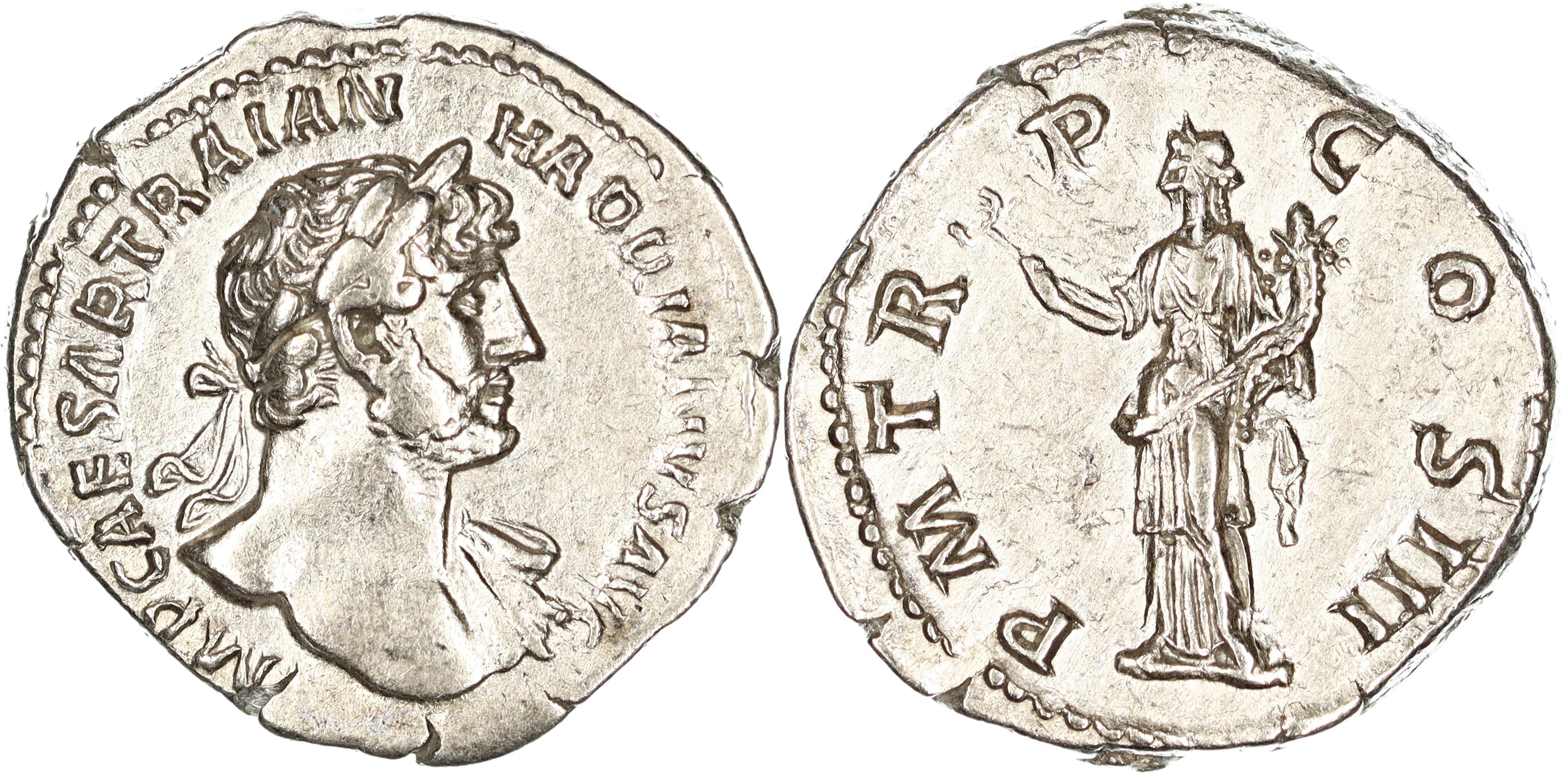 Roman Empire, Hadrian, Silver Denarius, 119-122 AD, gVF