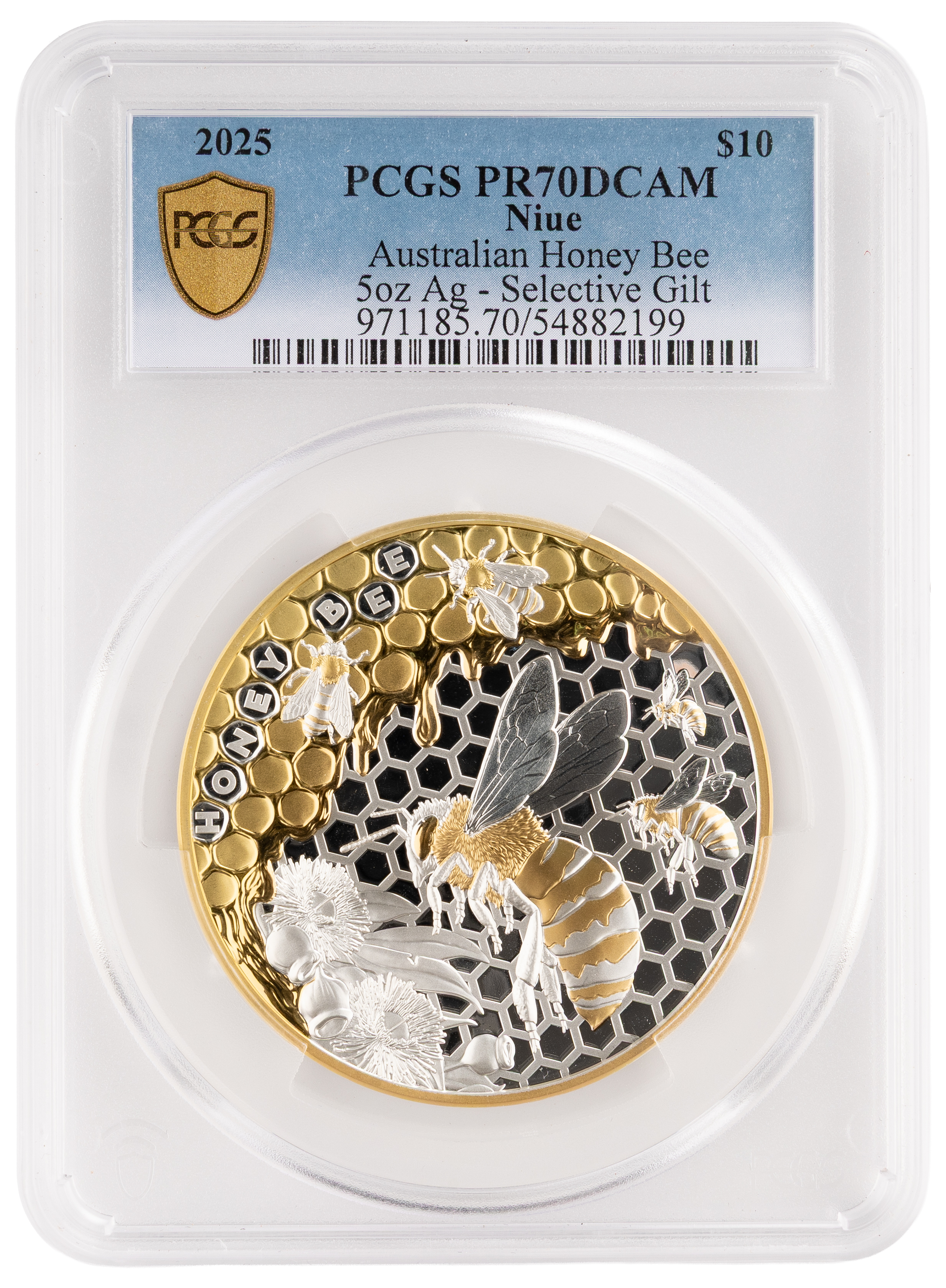 252 · Niue, Australian Honey Bee, Ten Dollars, 2025, PCGS PR70DCAM