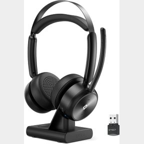 EMEET WIRELESS HEADSET, HS80 (GEN2) BLUETOOTH HEADSET WITH NOISE CANCELING MICROPHONE, CHARGING BASE, MUTE BUTTON, 2.4G WIRELESS U