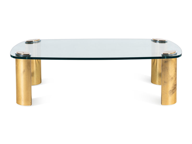 A Brass and Glass Low Table in the Style of Karl Springer