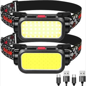 HEADLAMP RECHARGEABLE, 1500 LUMENS WIDE BEAM LED HEADLAMP, LIGHTWEIGHT HARD HAT LIGHT, 4 MODES LIGHTBAR HEAD LAMP, OUTDOOR WATERPR