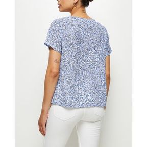 Women s Edit Femme Boxy V Neck Shell Blue Floral Print Blue / White EU 32 Women Edit |