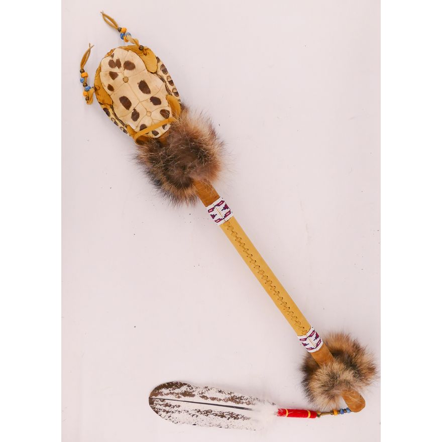 Native Style Beaded Dance Rattle- 26''