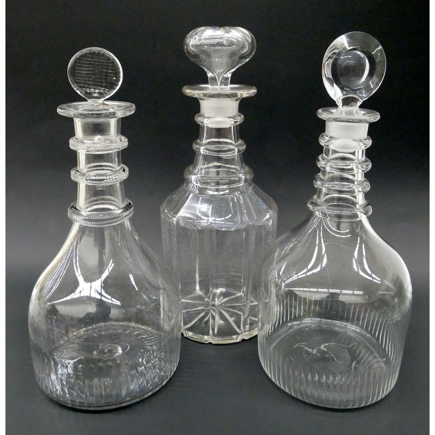 3pc Georgian Crystal Decanters
