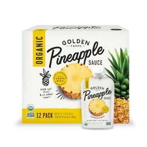 GOLDEN FARMS PINEAPPLE POUCHES, SINGLE INGREDIENT HEALTHY SNACKS (PACK OF 12), 100% PURE FRUIT, NO ADDED SUGAR, VEGAN, GLUTEN-FREE