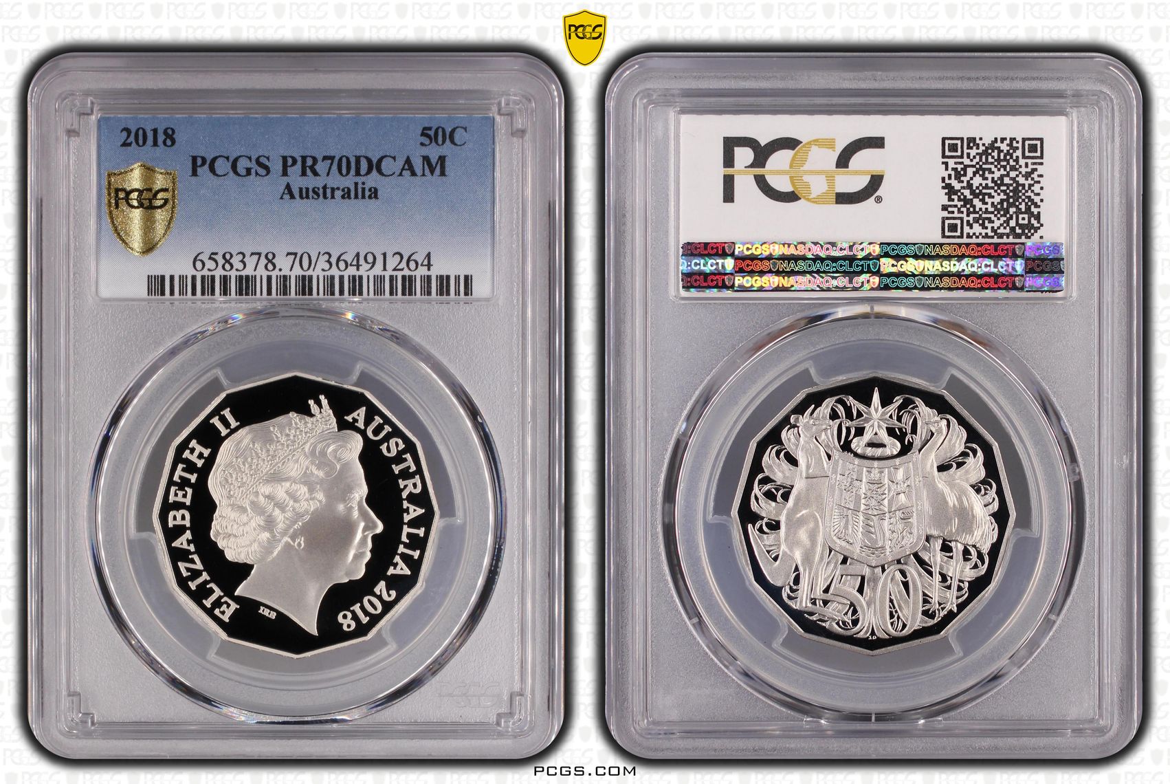 Fifty Cent, 2018, PCGS PR70DCAM