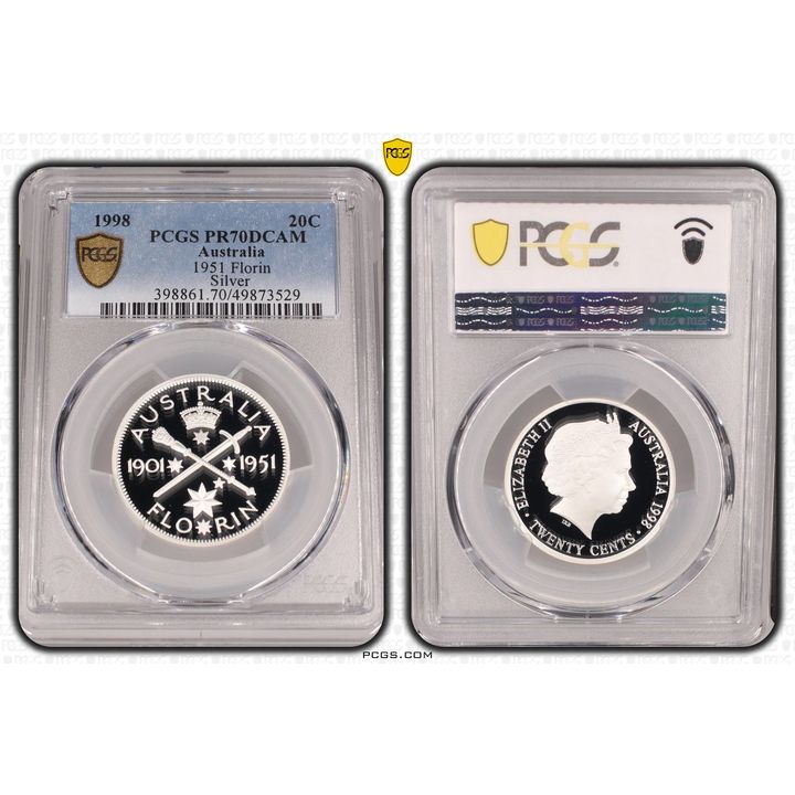 1951 Florin Silver, Twenty Cent, 1998, PCGS PR70DCAM