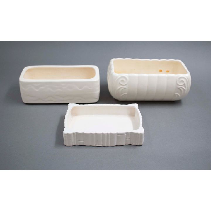 Crown Lynn Potteries - Three rectangular white trough vases