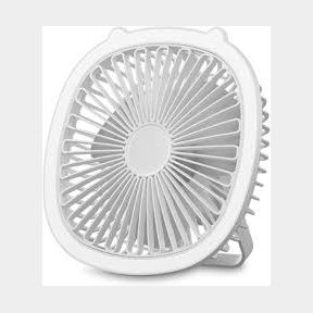 19cm Rechargeable Desk Fan with LED Ring Light With 3 Speed Controls White- bar -9902118924494- 51736/1755 SN B2 (S8)