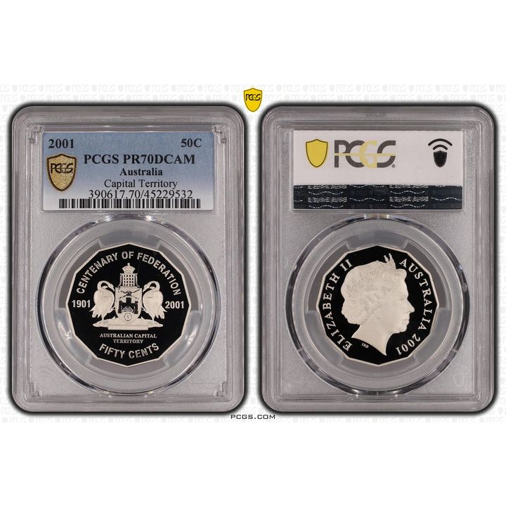 2001 Australia Fifty Cent, 50c Proof Capital Territory PCGS - PR70DCAM POP 44/0 -532