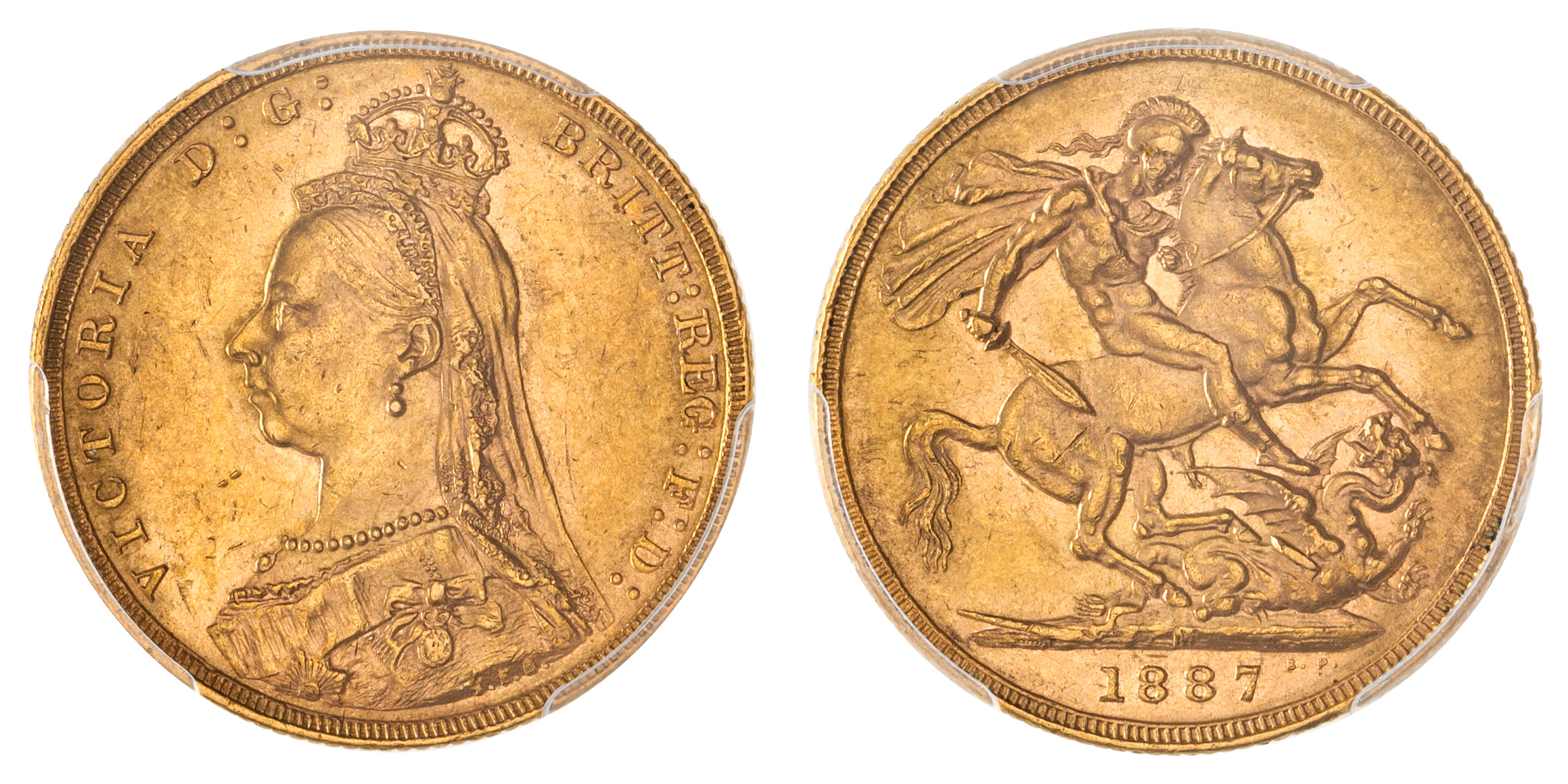 Victoria, Sovereign, 1887-M, PCGS AU 58