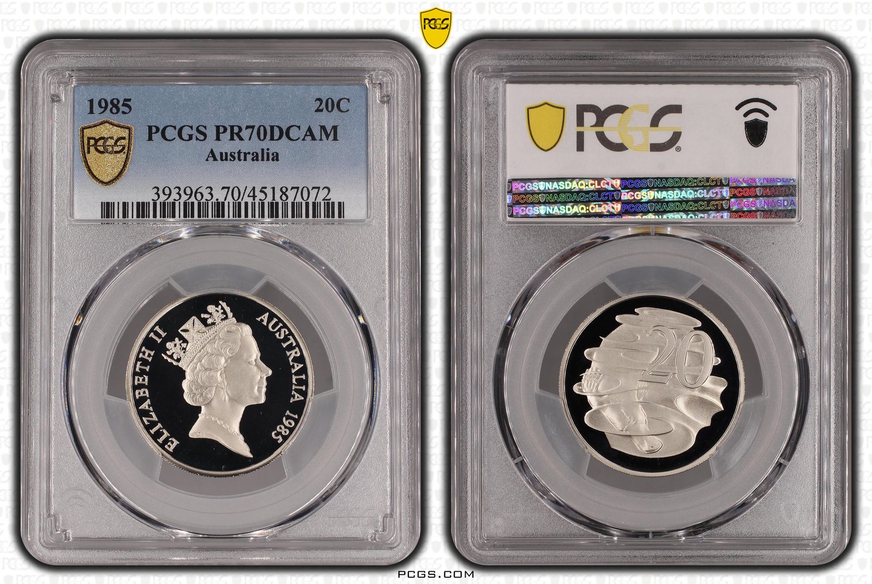 1985 Australia Twenty Cent, 20c PCGS - PR70DCAM POP 20/0 -072
