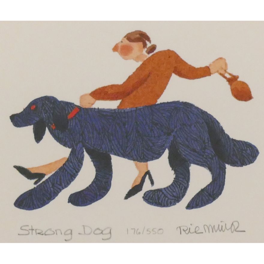Rie Munoz ''Strong Dog'' Signed Print 7'' x 7.25'' Sheet.